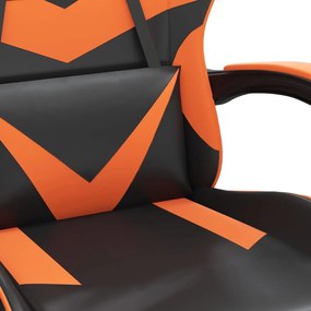 Scaun de gaming pivotant, negru si portocaliu, piele ecologica