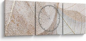 Tablou - Frunze bej (cu ceas) (90x30 cm)