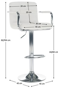 Taburet bar, piele ecologica alba crom, LEORA 3 NEW