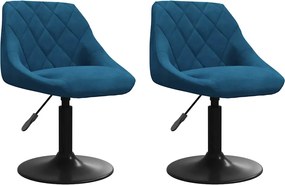 vidaXL Scaune de bucătărie pivotante, 2 buc., albastru, catifea
