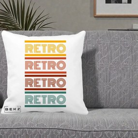 Perna Decorativa RETRO Text Multicolor, 40x40 cm, Alba Mata, Husa Detasabila, Perna Inclusa, BEKZ®