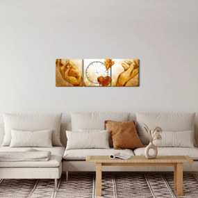 Tablou - pictura mâinilor pline de dragoste (cu ceas) (90x30 cm)