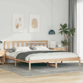 vidaXL Cadru de pat cu headboard Maro 180 x 200 cm Lemn de brad solid