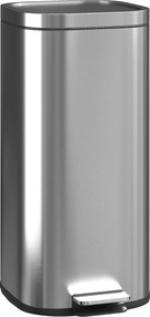 Coș de Gunoi HOMCOM de 30L cu Închidere Amortizată și Găleată Detașabilă, Pedală din Metal și PP, 29x36x59,5 cm, Argintiu | Aosom Romania