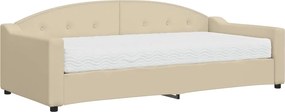 vidaXL Pat de zi cu saltea, crem, 90x200 cm, textil