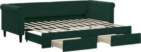 vidaXL Pat de zi cu extensie și sertare verde închis 80x200 cm catifea