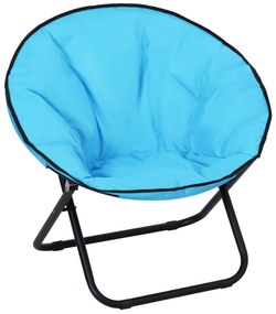 Outsunny Fotoliu Pliabil pentru Camping/Picnic, Șezut Umplut, Structură din Metal, Culoare Albastră, 80 x 80 x 75cm | Aosom Romania