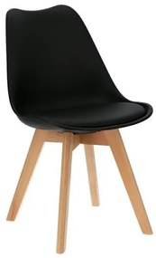 Scaun bucatarie/living, sezut PU, negru, 48.5x54x82 cm, Oslo