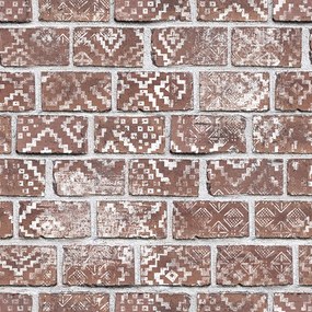 Tapet Decorated Bricks, Red, Rebel Walls