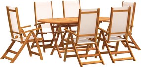 vidaXL Set mobilier de grădină, 7 piese, lemn masiv acacia/textilenă