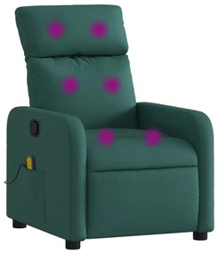 374180 vidaXL Fotoliu de masaj rabatabil, verde închis, material textil