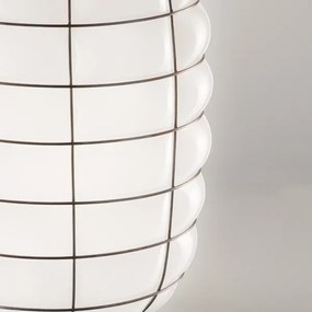 Lustră pe cablu SIRU LANTERNA 1xE27/60W/230V d. 32 cm negru/alb sticlă venețiană