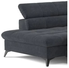 Canapea colțar extensibilă în L MARANO, dreapta, neagră