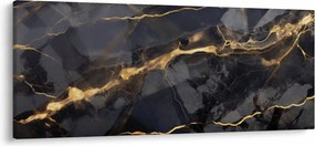 Tablou - Negru - decor auriu (120x50 cm)