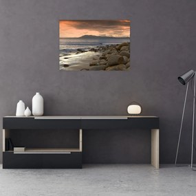 Tablou pe sticlă - Marea și munții (70x50 cm)