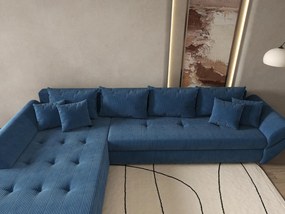 Colțar extensibil dumonde cu ladă de depozitare si sezut confortabil din spuma high-density, Loana XL Zoom Albastru 335x185 cm