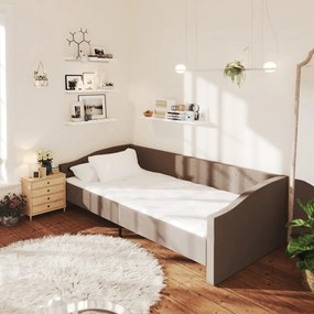 337232 vidaXL Pat de zi, gri taupe, 90x200 cm, textil, USB