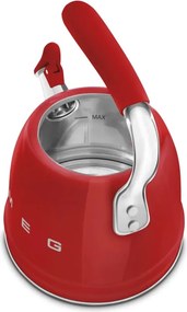 Ceainic cu fluier Smeg CKLW2001RD, 2,3 l, Inducție, Mâner care nu se încălzește, Oțel, Roșu