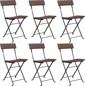 vidaXL Scaune de bistro pliante, 6 buc., maro, poliratan și oțel