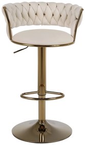 RESIGILAT- Scaun bar, rotativ, înălțime reglabilă, Catifea, Crem