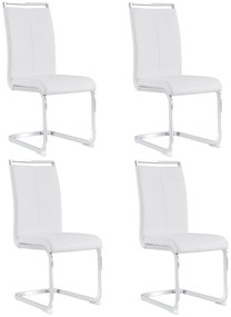 Set de 4 scaune de sufragerie cantilever, Alb | Aosom Romania