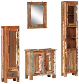 vidaXL Set mobilier de baie, 4 piese, lemn masiv recuperat
