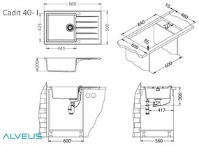 Chiuveta bucatarie compozit cuva mare negru carbon Alveus Cadit 40 Negru carbon