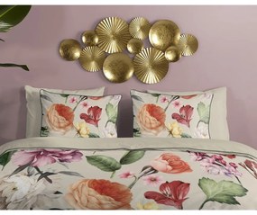 Lenjerie de pat bej din bumbac satinat pentru pat dublu, extinsă 200x220 cm Fiori – Descanso