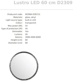 Oglinda baie cu iluminat LED IP44 Mirror LED 60cm