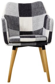Fotoliu cu design Patchwork Alb-Negru / Fag, LANDOR