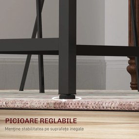 HOMCOM Masă Dreptunghiulară pentru 6 Persoane în Stil Industrial cu Picioare Reglabile din Lemn și Oțel, 150x80x75 cm, Maro | Aosom Romania