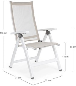 Scaun cu spatar reglabil, alb, 59x71x113 cm, Cruise Bizzotto