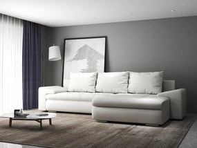 Colțar extensibil dumonde cu ladă de depozitare si sezut confortabil din spuma high-density, Leonardo Euphoria Ivory 260x185 cm II