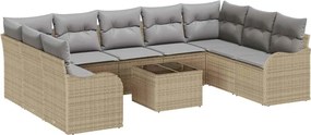 vidaXL Set de canapele pentru grădină 10 pcs bej și gri deschis
