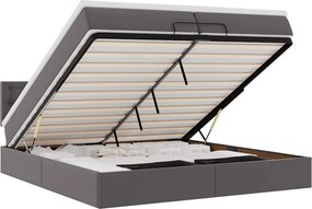 vidaXL Cadru de pat otoman cu saltele Gri 200x200cm piele artificială