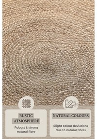 Covor grej reversibil rotund din iută ø 100 cm Braided Grey – Hanse Home