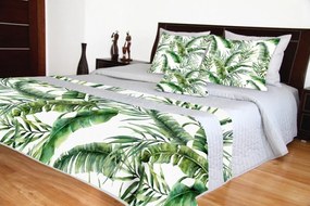 Cuvertură de pat de lux matlasată cu frunze verzi Lăţime: 240 cm | Lungime: 240 cm