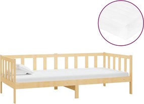 vidaXL Pat de zi cu saltea, 90x200 cm, lemn masiv de pin