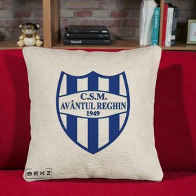 Perna Personalizata CSM Avantul Reghin 1949, 40x40 cm, Bej Canapea, Husa Detasabila, Perna Inclusa, BEKZ®