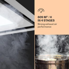 Klarstein Remy Brilliant Edition, hotă, 90 cm, 609 m³ / h, CEE A, LED, sticlă, oțel inoxidabil