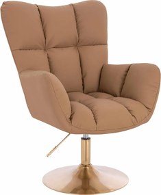 HR650N Scaun Caramel Piele Ecologica Premium Soft cu Bază Aurie