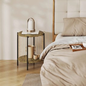 HOMCOM Masă Auxiliară Rotundă de 2 Nivele cu Raft și Structură de Oțel pentru Sufragerie Dormitor 43,5x43,5x51 cm Lemn Natural | Aosom Romania