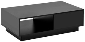 Măsuță de cafea modernă din lac lăcuit lucios cu lumină LED, 95×55×32 cm, Negru