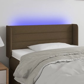 3123369 vidaXL Tăblie de pat cu LED, maro închis, 103x16x78/88 cm, textil