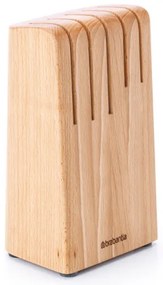 Suport pentru cuțite Brabantia Profile 1003297, Până la 5 cuțite, Design elegant, Fag, Maro