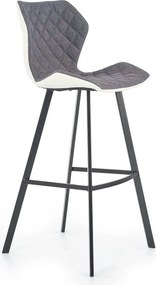 Scaun bar H83, gri/negru, stofa/piele ecologica/metal, 50x48x101 cm