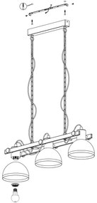 Eglo 43168 - Lustră pe lanț LUBENHAM 3xE27/28W/230V