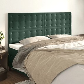 3116823 vidaXL Tăblii de pat, 4 buc, verde închis, 80x5x78/88 cm, catifea