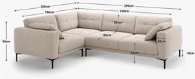 Coltar Bemy 4 locuri stofa Sorella L290 cm