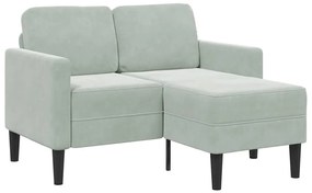vidaXL Canapea cu 2 locuri cu șezlong în formă de L gri deschis 125 cm